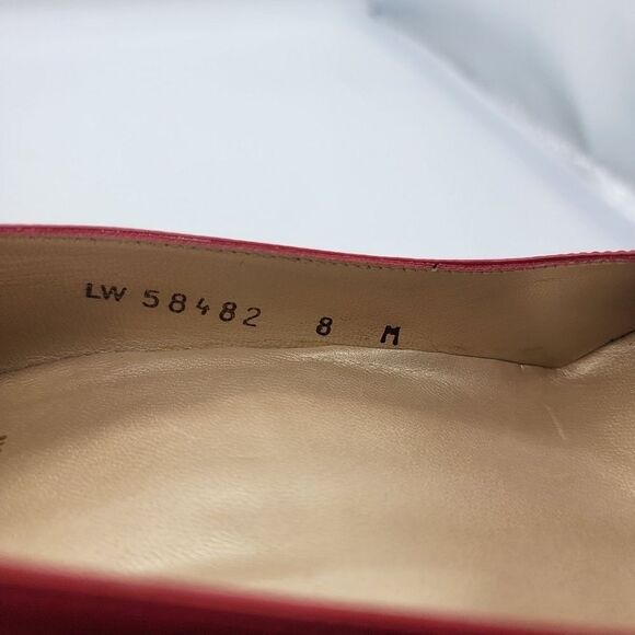 STUART WEITZMAN Corkswoon Patent Wedge Pump Pimento Size 8 Medium - Picture 6 of 11